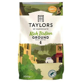 Taylors of Harrogate Rich Italian Ground Roast Coffee 200g (Case of 6)  Adomoo